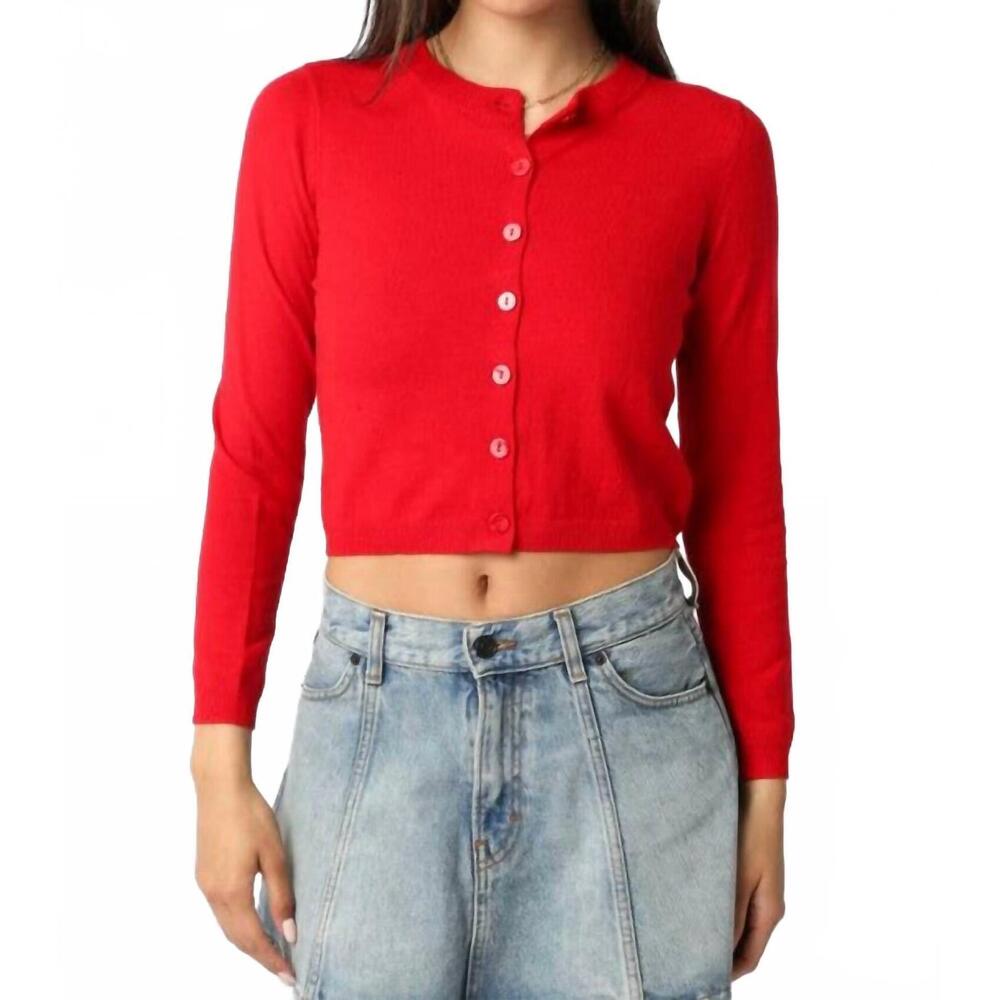 NEW OLIVACEOUS rhodes knit cardigan in red